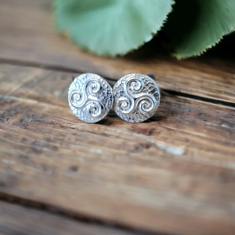 Sterling silver Triskelion earrings